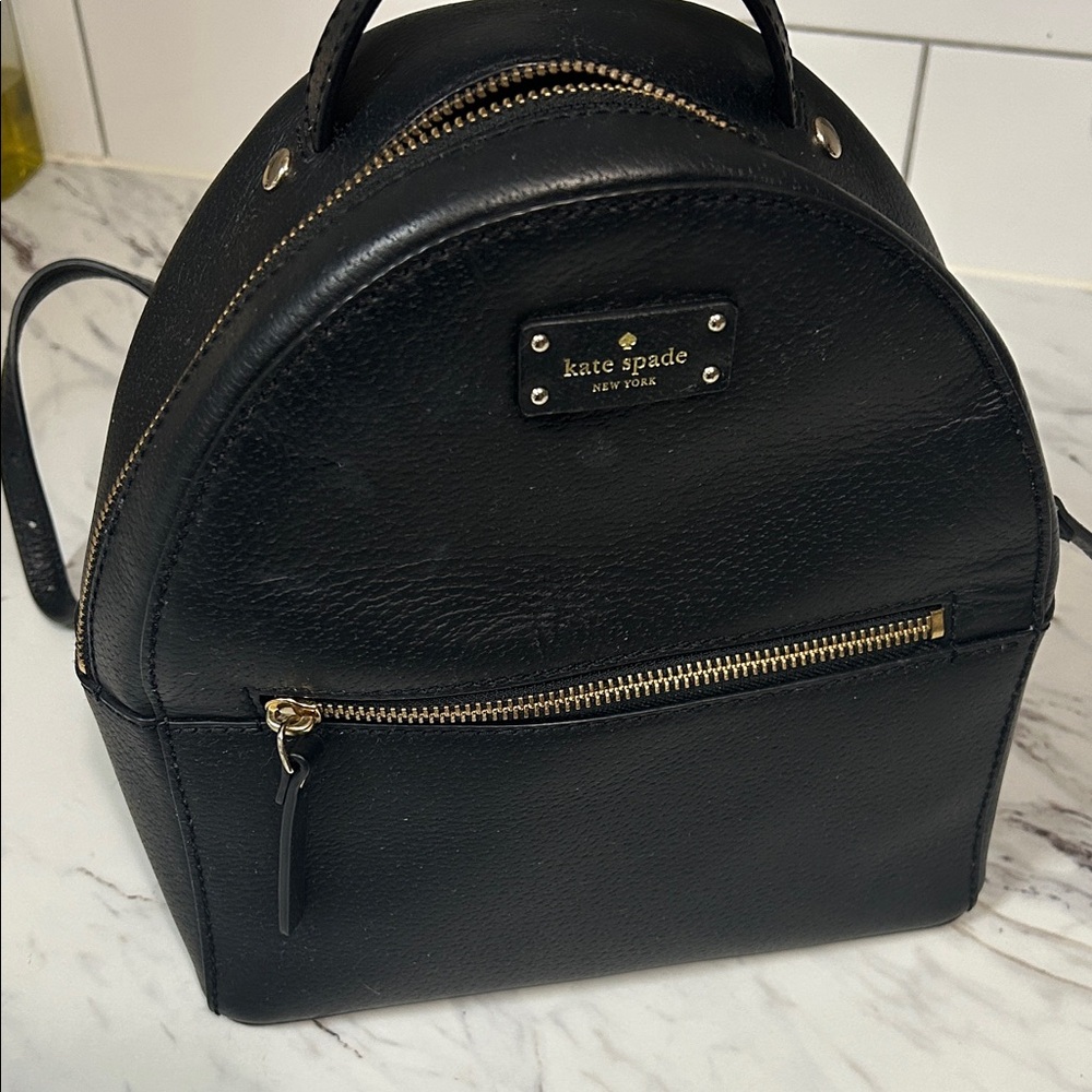 Kate Spade Black Textured Backpack